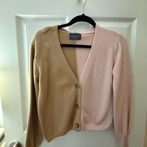Vince Two-Tone Beige and Pink Cardigan